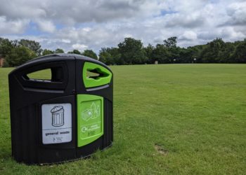 Recycling Bin on Bearwood Recreation Ground
